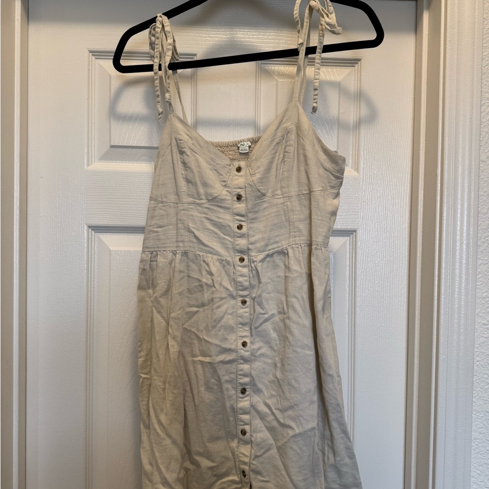 Aerie Cream Button-Down Sundress